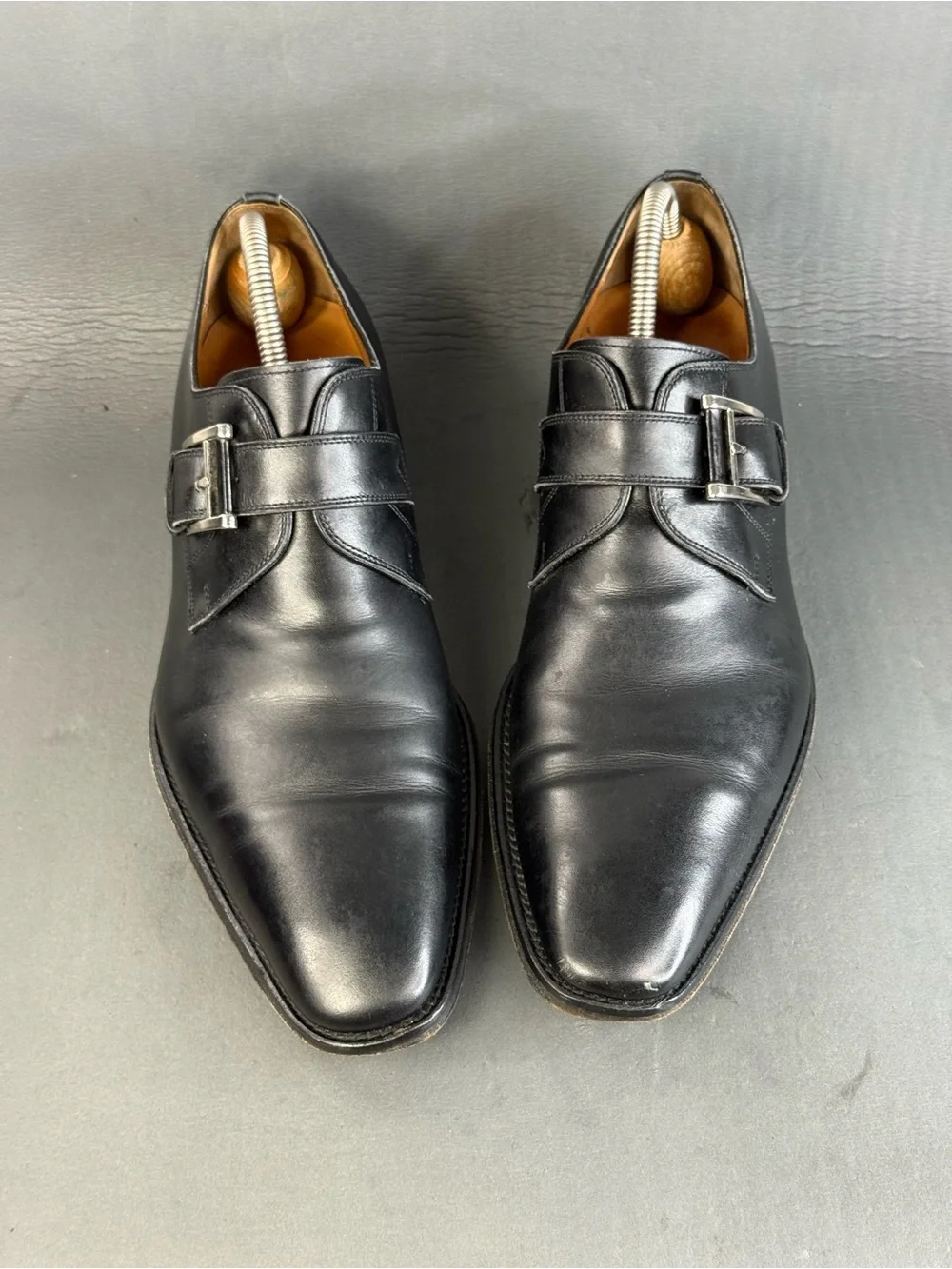 Magnanni Marco black single monk strap Oxford leather shoes men’s size  9.5